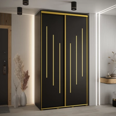 Šatní skříň ASIRI 8 - 130/60 cm, černá / zlatá