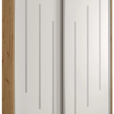 Šatní skříň ASIRI 8 - 130/60 cm, dub artisan / bílá / stříbrná