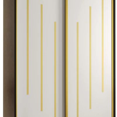 Šatní skříň ASIRI 8 - 130/60 cm, černá / bílá / zlatá