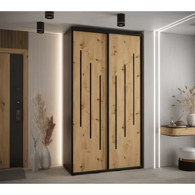 Šatní skříň ASIRI 8 - 130/60 cm, černá / dub artisan / černá