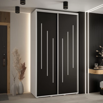 Šatní skříň ASIRI 8 - 130/60 cm, bílá / černá / stříbrná