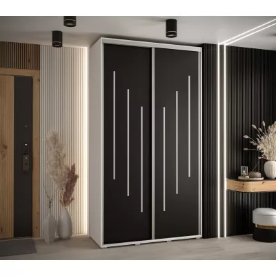 Šatní skříň ASIRI 8 - 130/60 cm, bílá / černá / stříbrná