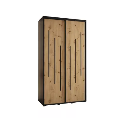 Šatní skříň ASIRI 8 - 130/60 cm, černá / dub artisan / černá