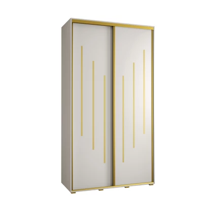 Šatní skříň ASIRI 8 - 130/60 cm, bílá / zlatá