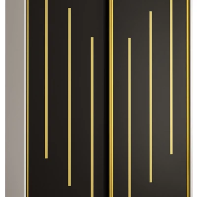 Šatní skříň ASIRI 8 - 130/60 cm, bílá / černá / zlatá