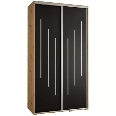 Šatní skříň ASIRI 8 - 140/60 cm, dub artisan / černá / stříbrná