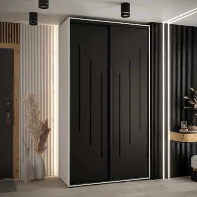 Šatní skříň ASIRI 8 - 140/60 cm, bílá / černá / černá