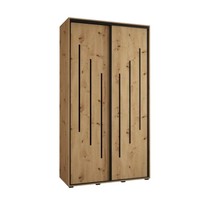 Šatní skříň ASIRI 8 - 140/45 cm, dub artisan / černá
