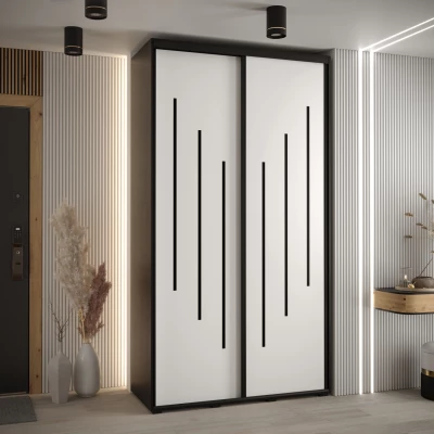 Šatní skříň ASIRI 8 - 140/45 cm, černá / bílá / černá