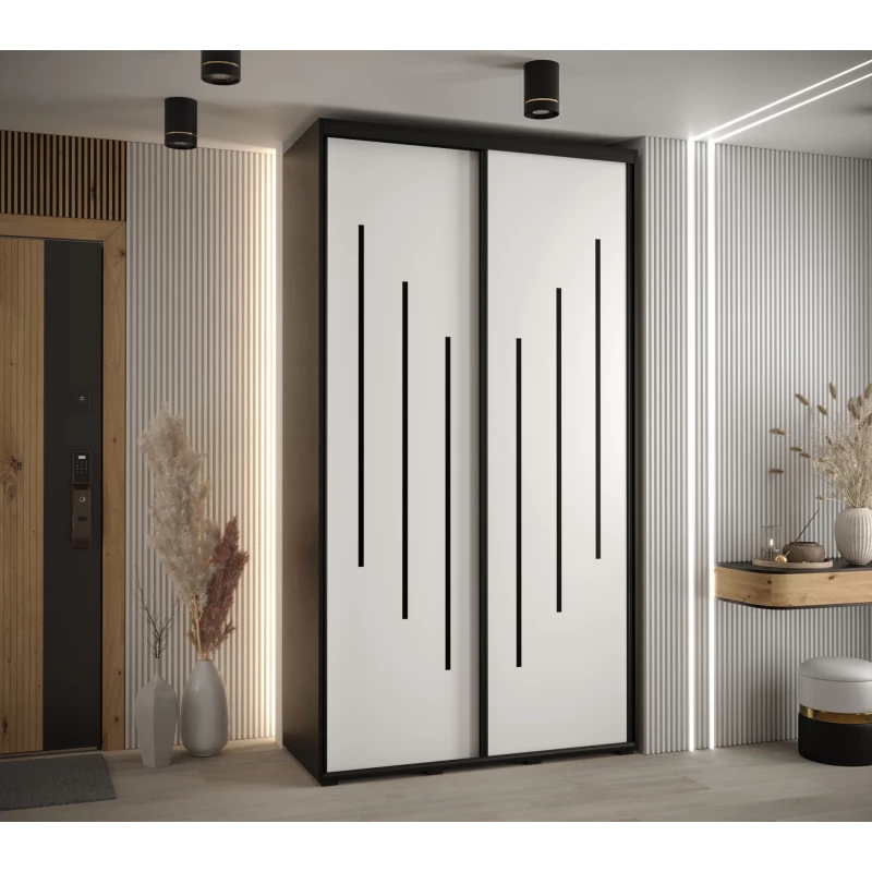 Šatní skříň ASIRI 8 - 140/45 cm, černá / bílá / černá