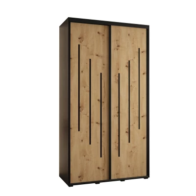 Šatní skříň ASIRI 8 - 140/45 cm, černá / dub artisan / černá