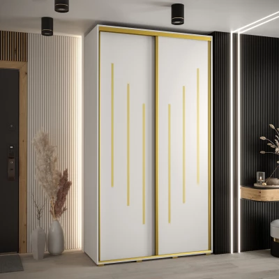 Šatní skříň ASIRI 8 - 140/45 cm, bílá / zlatá