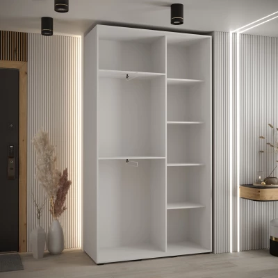 Šatní skříň ASIRI 8 - 140/45 cm, bílá / dub artisan / černá