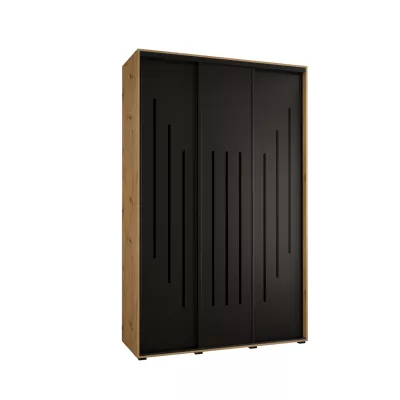 Šatní skříň ASIRI 8 - 150/60 cm, dub artisan / černá / černá
