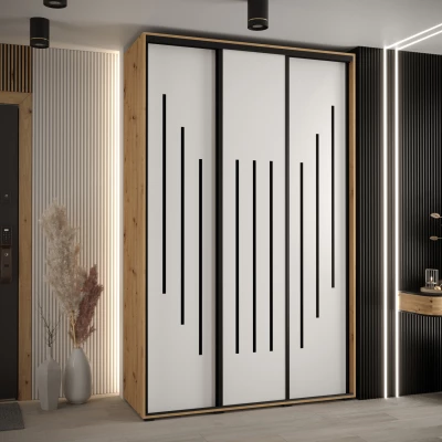 Šatní skříň ASIRI 8 - 150/60 cm, dub artisan / bílá / černá