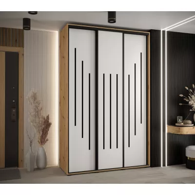 Šatní skříň ASIRI 8 - 150/60 cm, dub artisan / bílá / černá