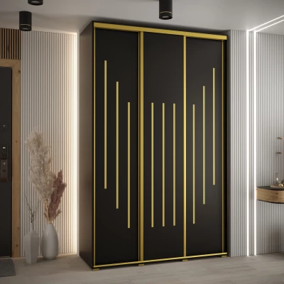 Šatní skříň ASIRI 8 - 150/60 cm, černá / zlatá