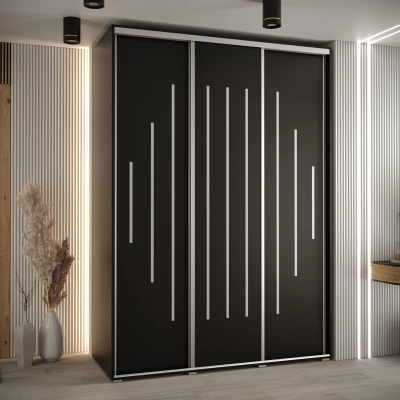 Šatní skříň ASIRI 12 - 170/60 cm, černá / stříbrná