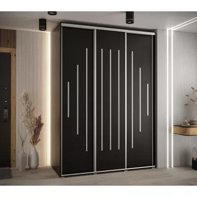 Šatní skříň ASIRI 12 - 170/60 cm, černá / stříbrná