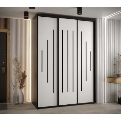 Šatní skříň ASIRI 12 - 170/60 cm, černá / bílá / černá