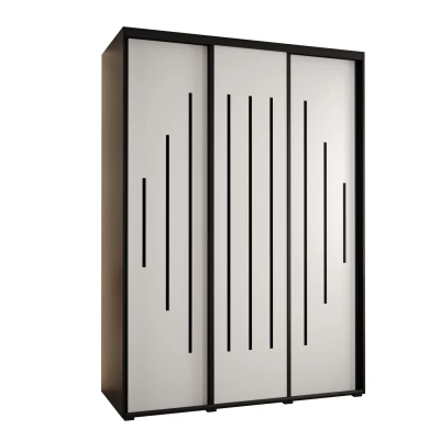 Šatní skříň ASIRI 12 - 170/60 cm, černá / bílá / černá
