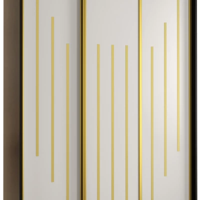 Šatní skříň ASIRI 8 - 150/45 cm, černá / bílá / zlatá
