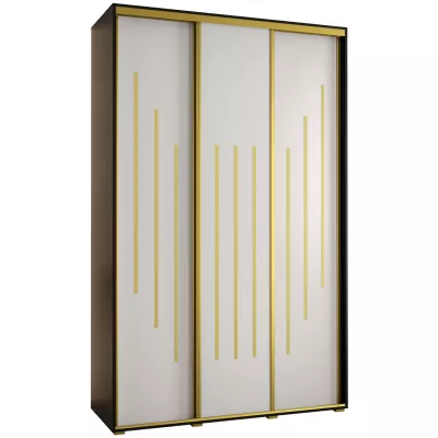 Šatní skříň ASIRI 8 - 150/45 cm, černá / bílá / zlatá
