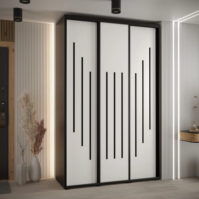 Šatní skříň ASIRI 8 - 150/45 cm, černá / bílá / černá