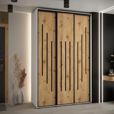 Šatní skříň ASIRI 8 - 160/60 cm, bílá / dub artisan / černá