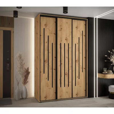 Šatní skříň ASIRI 8 - 160/45 cm, dub artisan / černá