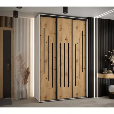 Šatní skříň ASIRI 8 - 160/45 cm, bílá / dub artisan / černá