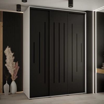 Šatní skříň ASIRI 12 - 170/60 cm, bílá / černá / černá