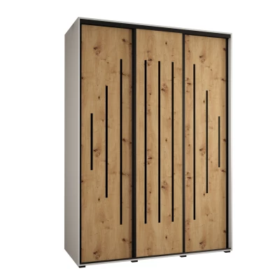 Šatní skříň ASIRI 12 - 170/60 cm, bílá / dub artisan / černá