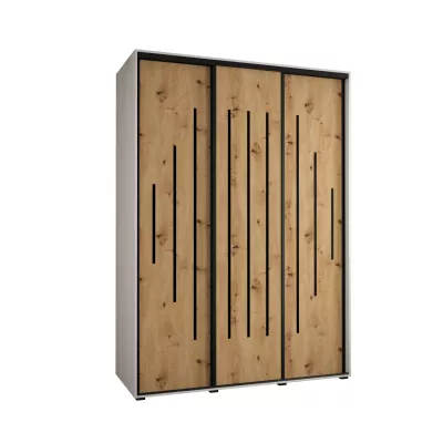 Šatní skříň ASIRI 12 - 170/60 cm, bílá / dub artisan / černá