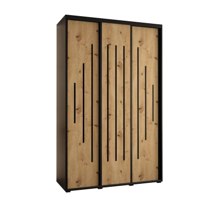 Šatní skříň ASIRI 12 - 160/60 cm, černá / dub artisan / černá