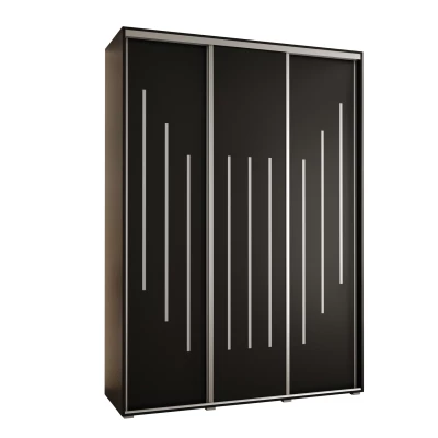 Šatní skříň ASIRI 8 - 170/60 cm, černá / stříbrná