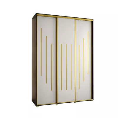 Šatní skříň ASIRI 8 - 170/60 cm, černá / bílá / zlatá