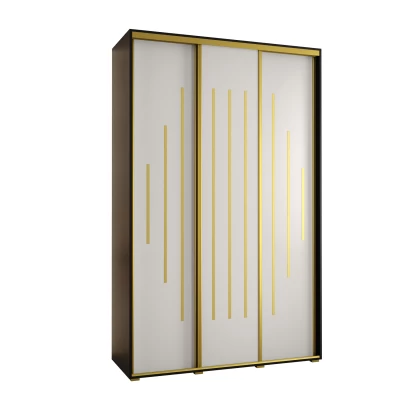 Šatní skříň ASIRI 12 - 150/60 cm, černá / bílá / zlatá