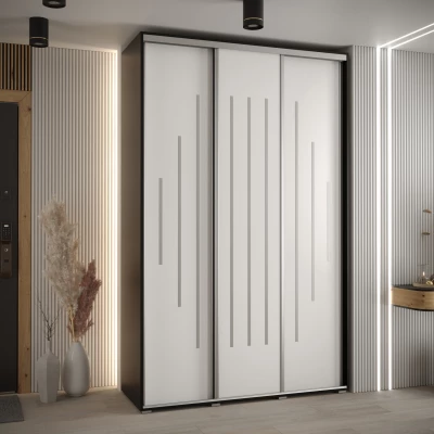 Šatní skříň ASIRI 12 - 150/60 cm, černá / bílá / stříbrná