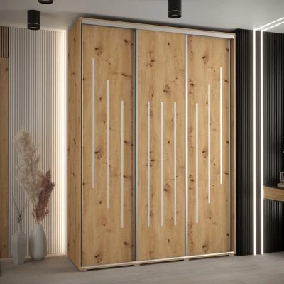 Šatní skříň ASIRI 8 - 170/45 cm, dub artisan / stříbrná