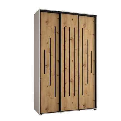 Šatní skříň ASIRI 12 - 150/60 cm, bílá / dub artisan / černá