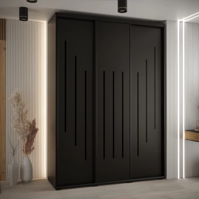 Šatní skříň ASIRI 8 - 170/45 cm, černá / černá