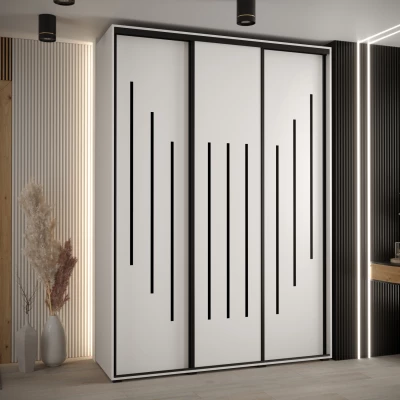 Šatní skříň ASIRI 8 - 170/45 cm, bílá / černá