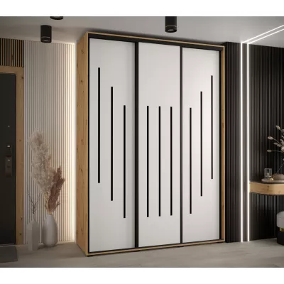 Šatní skříň ASIRI 8 - 180/60 cm, dub artisan / bílá / černá