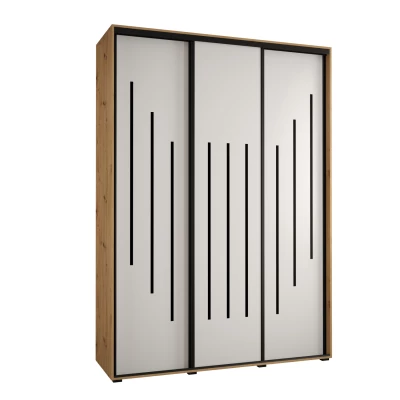 Šatní skříň ASIRI 8 - 180/60 cm, dub artisan / bílá / černá