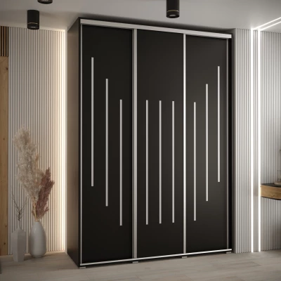 Šatní skříň ASIRI 8 - 180/60 cm, černá / stříbrná