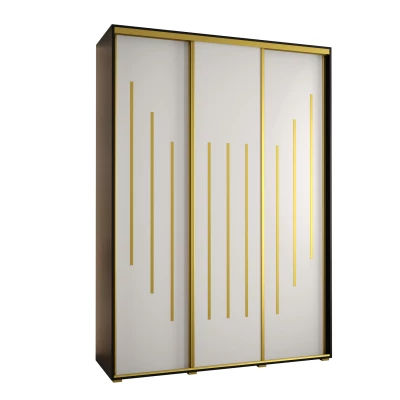 Šatní skříň ASIRI 8 - 180/60 cm, černá / bílá / zlatá