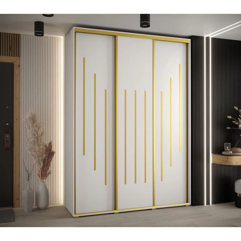 Šatní skříň ASIRI 8 - 180/60 cm, bílá / zlatá