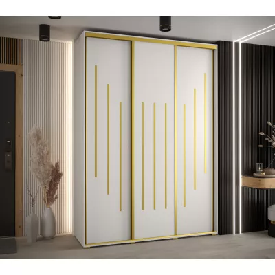Šatní skříň ASIRI 8 - 180/60 cm, bílá / zlatá