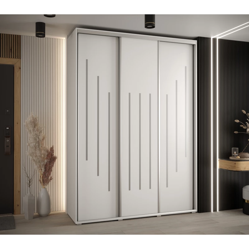 Šatní skříň ASIRI 8 - 180/60 cm, bílá / stříbrná